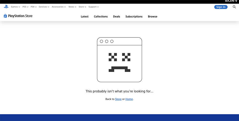 Best 404 Page Examples - PS Store