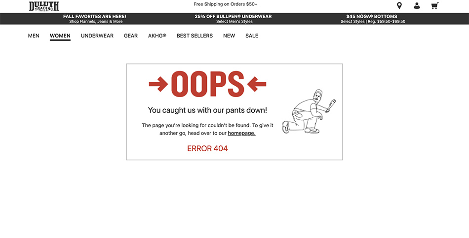 Best 404 Page Examples - Duluthtrading