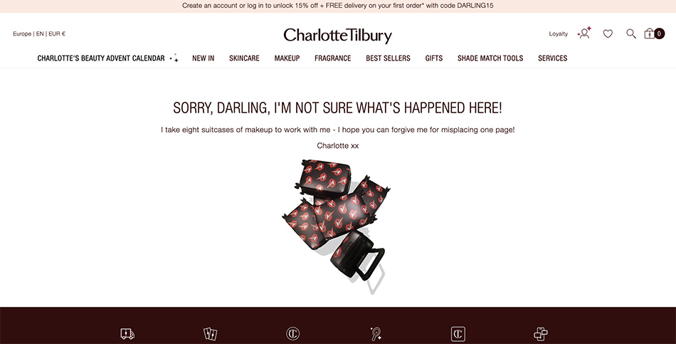 Best 404 Page Examples - Charlottetilbury