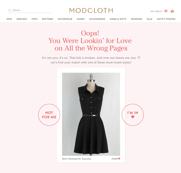 404 page examples - modcloth