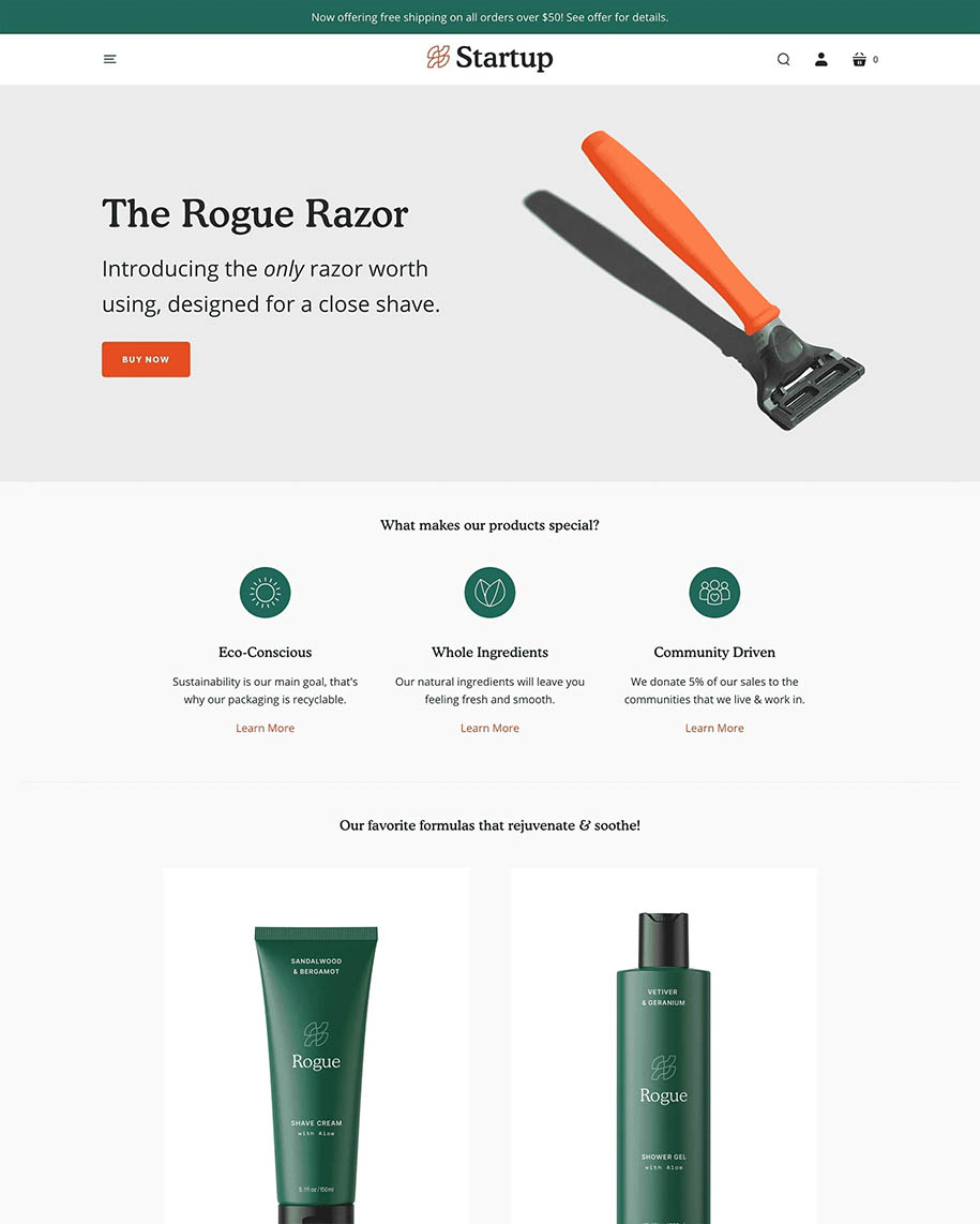 best Shopify templates - Startup best Shopify templates - Startup