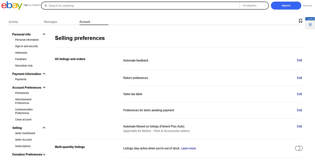how to sell on eBay - seller preferences
