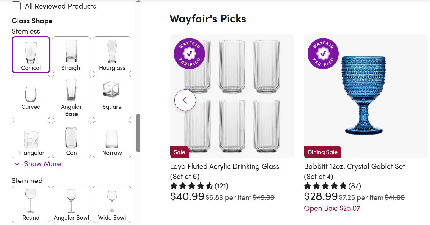 Unit Price Examples - Wayfair