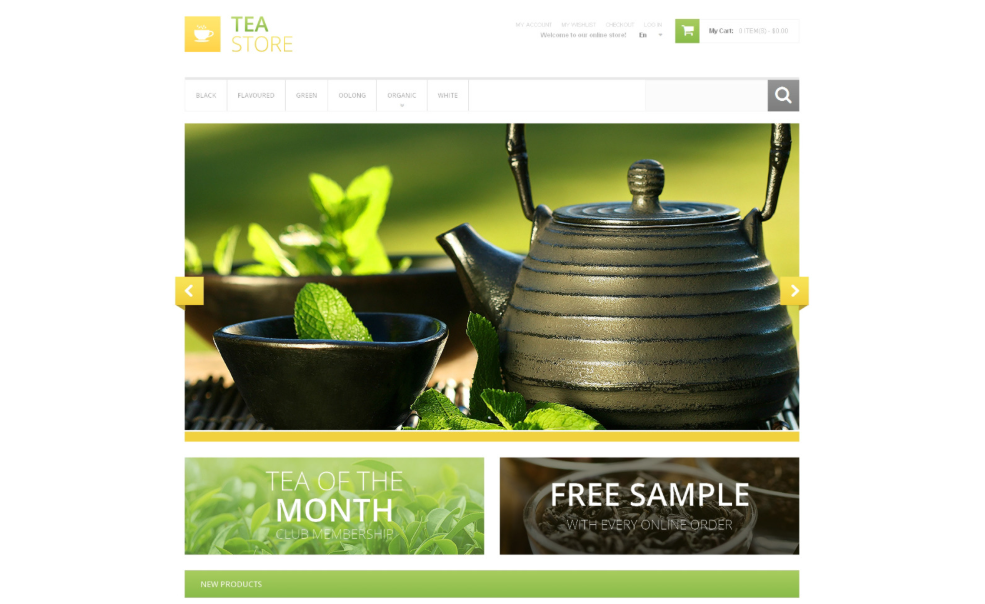 Exotic Tea Sorts Online Shop Magento Template