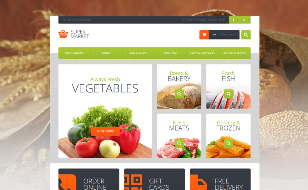 Multifunctional Online Supermarket Magento Template