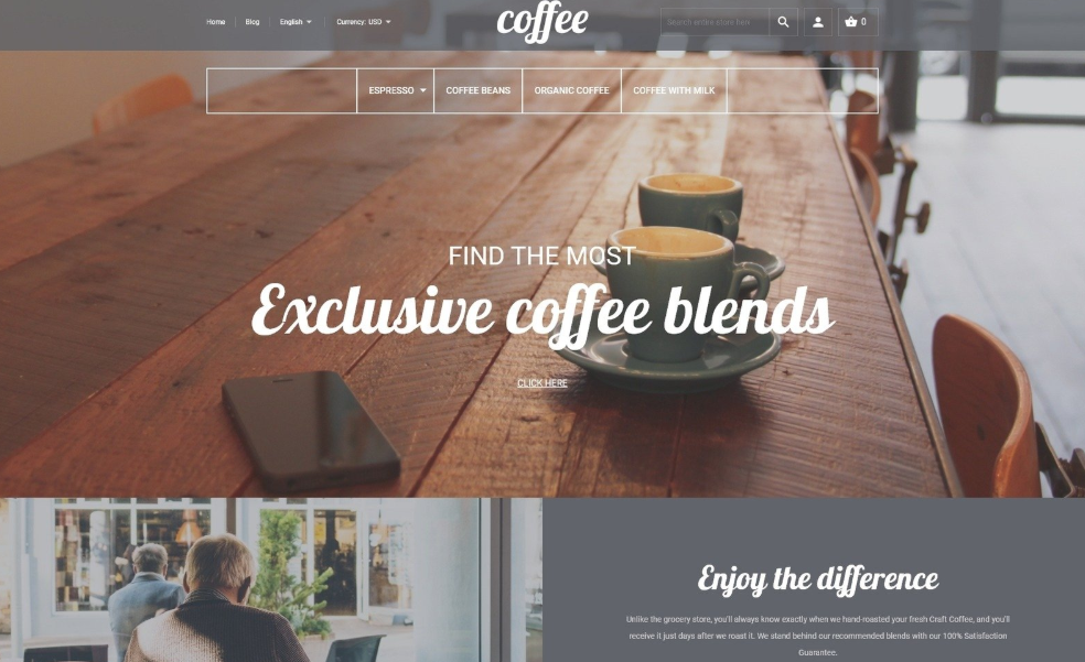 Top Class Online Coffee Store Magento Theme
