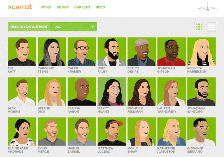 carrot creative meet the team page