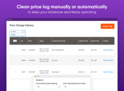 Configure the automatic price change log clearing or clean it manually
