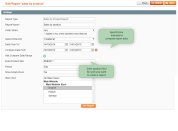 'sales by product' report settings