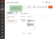 configure settings for a custom order status