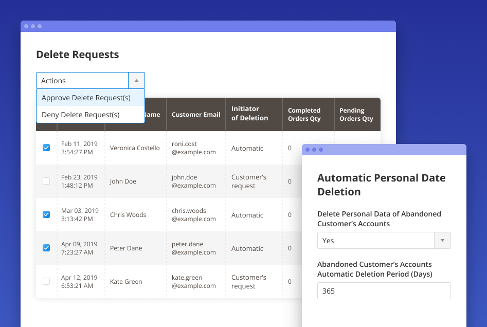 gdpr data deletion configuration