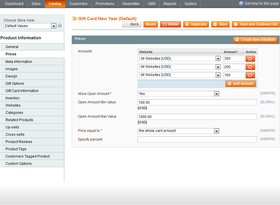 magento 2 gift card pricing system