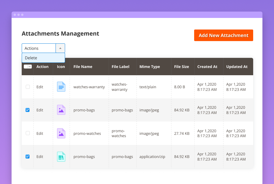 magento 2 attachments grid magento 2 manage attachments