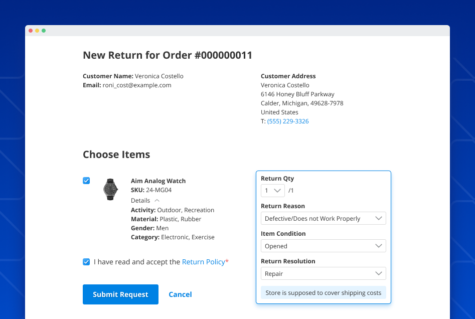 magento 2 product return rma