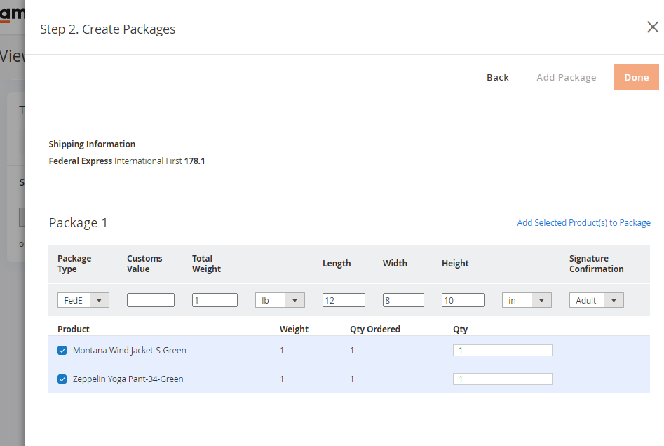 shipping package products