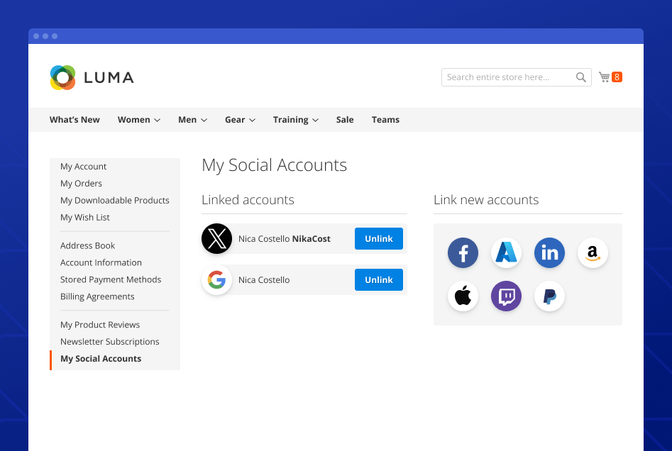 configure social login in customer account