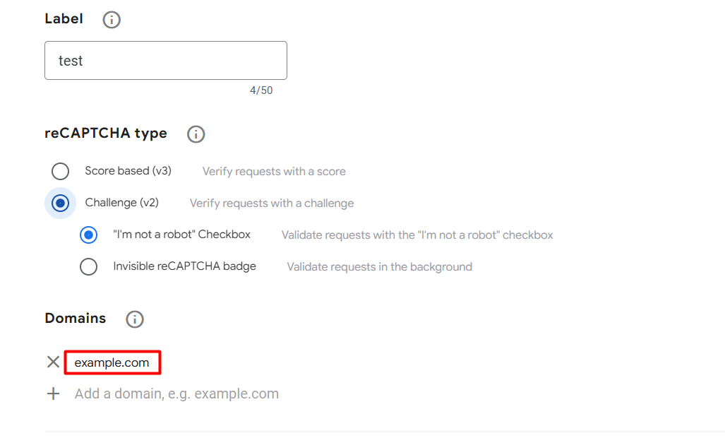 reCaptcha domain check