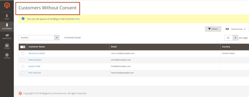 customers without consent