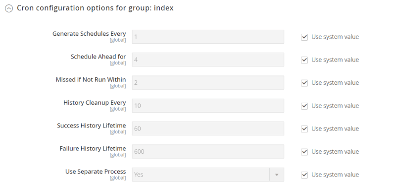 config advanced system cron group