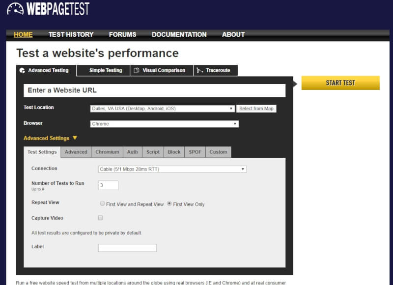 webpagetest