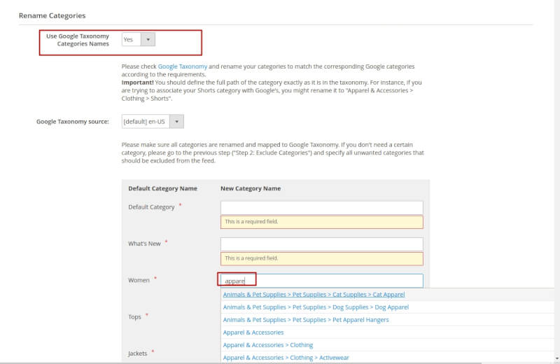 product feed google suggestions