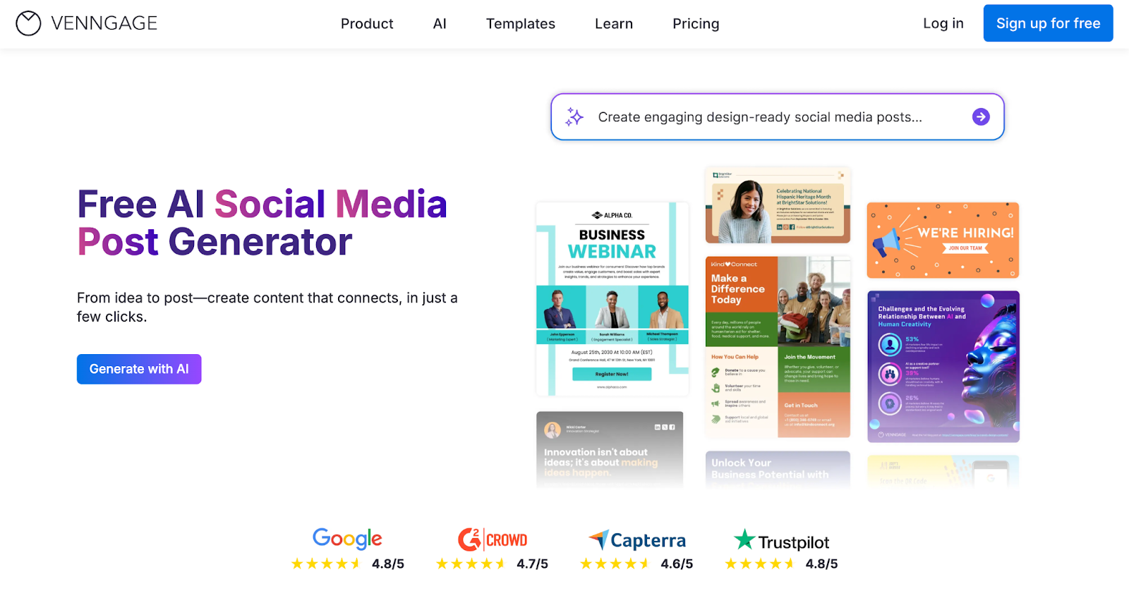 4. Venngage Social Media Post Generator